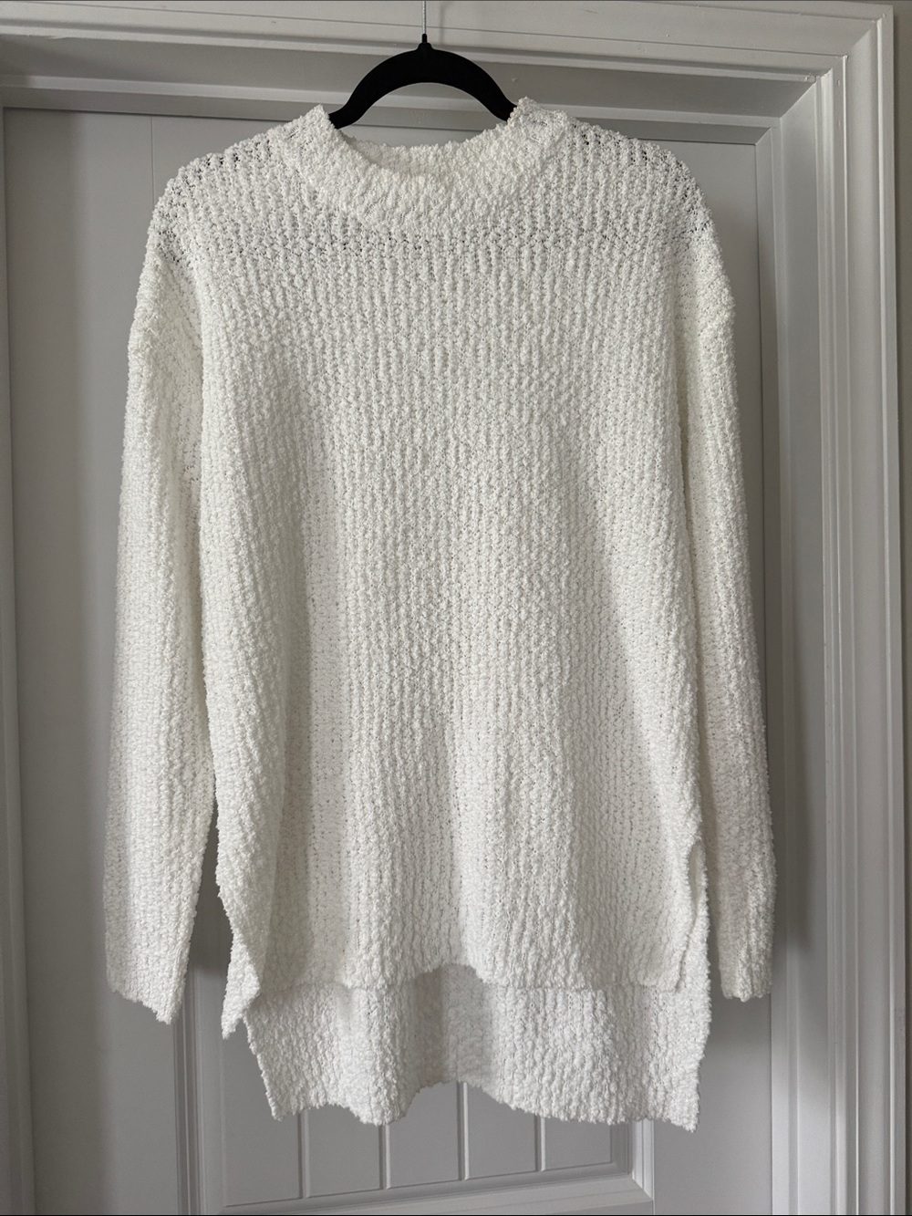 Textured Cream Crewneck Sweater for Women